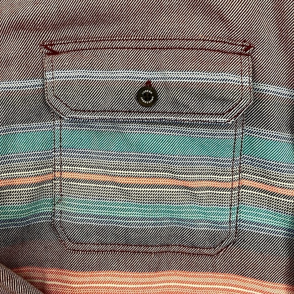 Flannel Stripe Button Up Shirt Long Sleeve Gorpcore Modern Amusement Casual XL - Picture 2 of 11